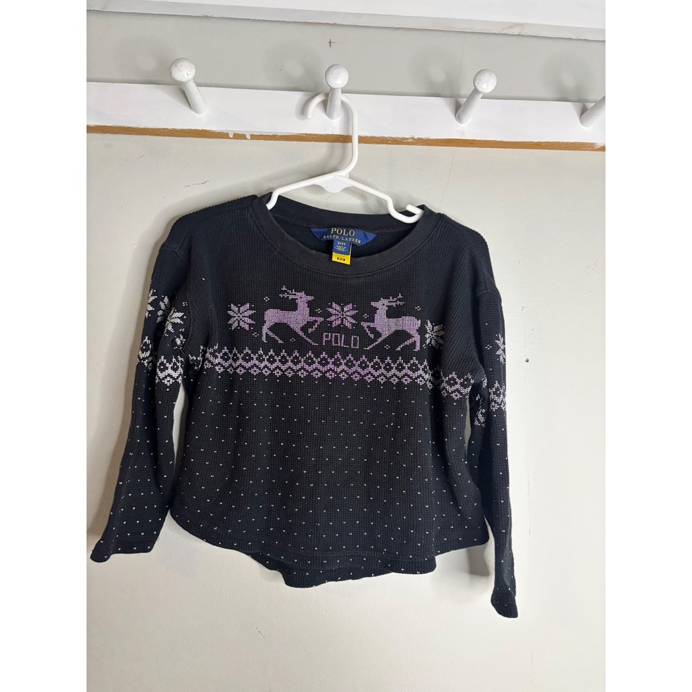 Polo Ralph Lauren Reindeer Fair Isle Waffle Thermal Top Kids 2T